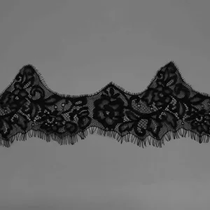 Wide Black Eyelash Lace Trim for Luxury Lingerie and Couture Gowns Wide Black Eyelash Lace Trim for Luxury Lingerie and Couture Gowns, main product view