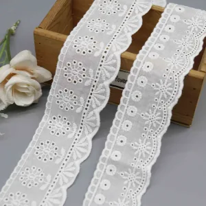 Floral Embroidered Cotton Lace Trim for High-End Apparel & Decor Floral Embroidered Cotton Lace Trim for High-End Apparel & Decor, main product view