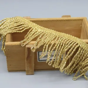 Golden Spiral Metallic 100% Polyester Fringe Lace Trim 4.5cm for Evening Dress Golden Spiral Metallic 100% Polyester Fringe Lace Trim 4.5cm for Evening Dress, main product view