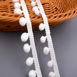 White Pompom 100% Nylon Crochet Lace Trim 2.5cm for Children's Clothing White Pompom 100% Nylon Crochet Lace Trim 2.5cm for Children's Clothing, main product view